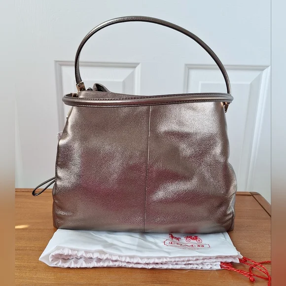 COACH Madison Phoebe Shoulder Bag Metallic Gold Bronze Leather Slouchy Hobo NEW - Picture 6 of 16